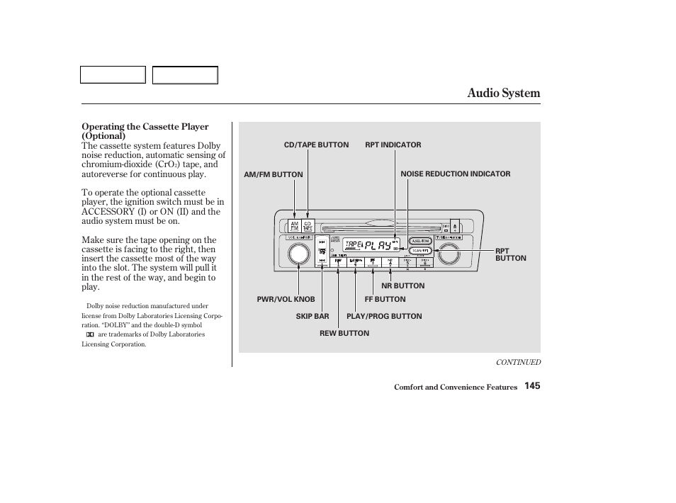 Audio system | HONDA 2003 Civic Coupe - Owner's Manual User Manual | Page 148 / 319