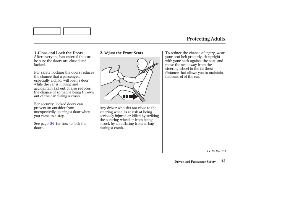 Protecting adults | HONDA 2003 Civic Coupe - Owner's Manual User Manual | Page 16 / 319