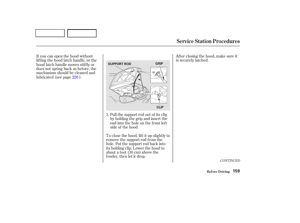 Service station procedures | HONDA 2003 Civic Coupe - Owner's Manual User Manual | Page 162 / 319