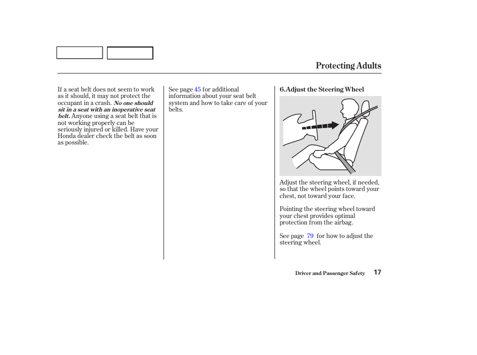 Protecting adults | HONDA 2003 Civic Coupe - Owner's Manual User Manual | Page 20 / 319