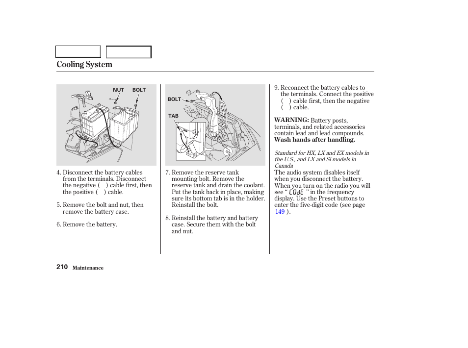 Cooling system | HONDA 2003 Civic Coupe - Owner's Manual User Manual | Page 213 / 319