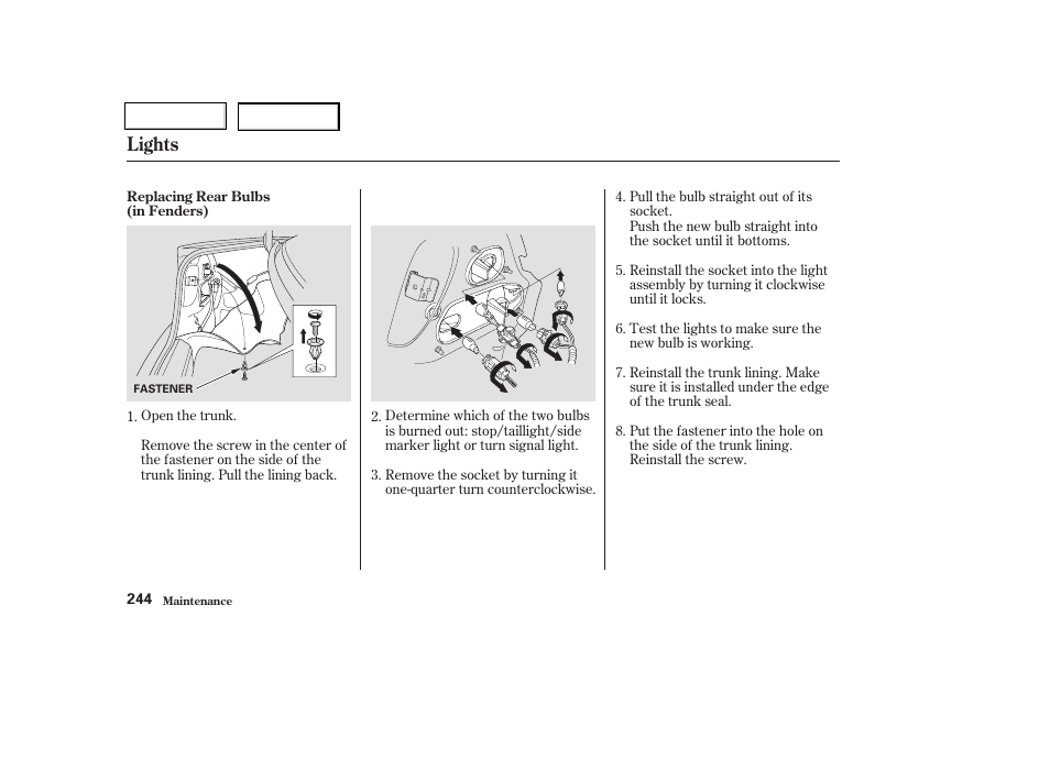 Lights | HONDA 2003 Civic Coupe - Owner's Manual User Manual | Page 247 / 319