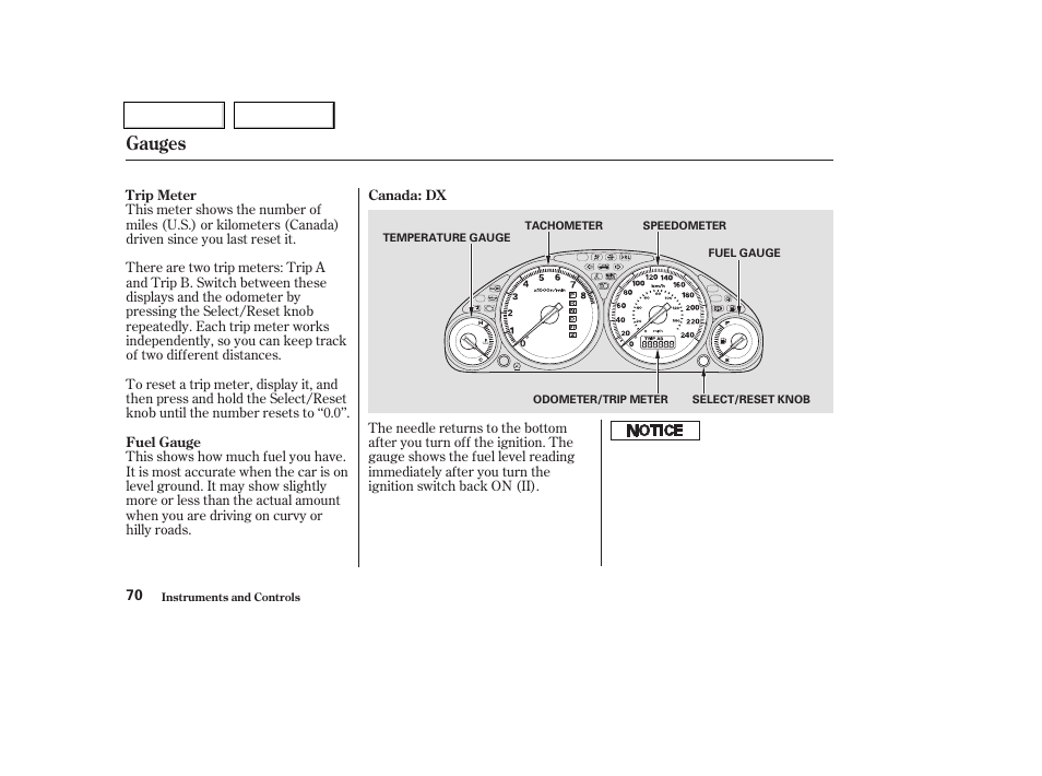 Gauges | HONDA 2003 Civic Coupe - Owner's Manual User Manual | Page 73 / 319