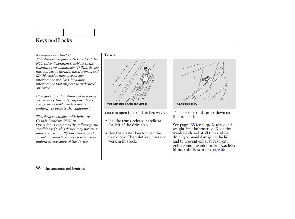 Keys and locks | HONDA 2003 Civic Coupe - Owner's Manual User Manual | Page 91 / 319