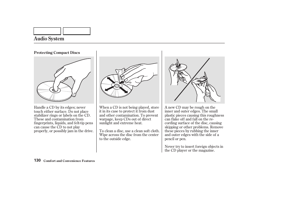 Audio system | HONDA 2003 Civic Hybrid - Owner's Manual User Manual | Page 133 / 317