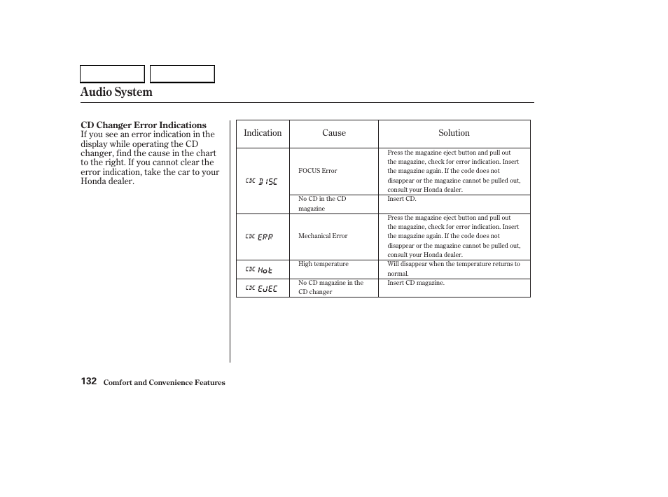 Audio system | HONDA 2003 Civic Hybrid - Owner's Manual User Manual | Page 135 / 317