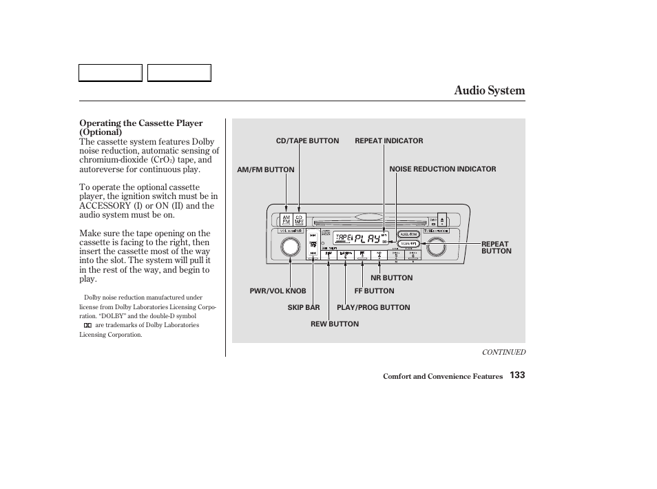 Audio system | HONDA 2003 Civic Hybrid - Owner's Manual User Manual | Page 136 / 317