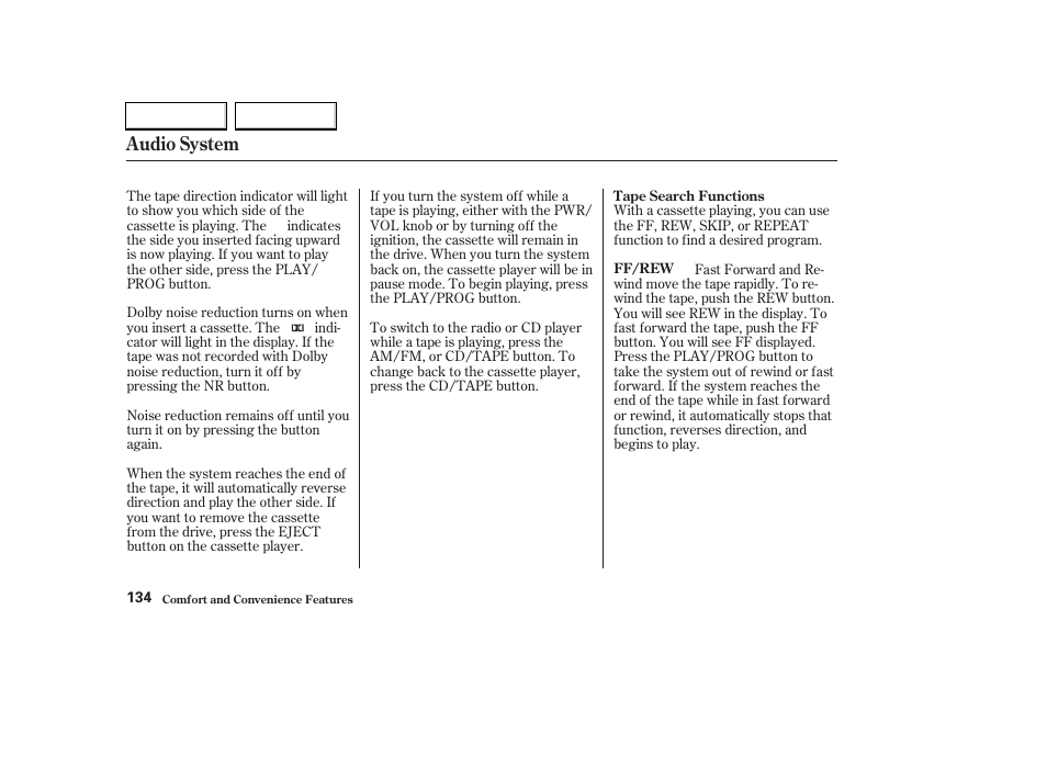 Audio system | HONDA 2003 Civic Hybrid - Owner's Manual User Manual | Page 137 / 317