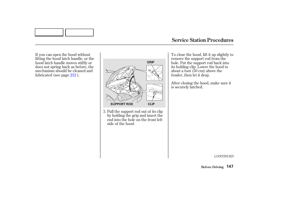 Service station procedures | HONDA 2003 Civic Hybrid - Owner's Manual User Manual | Page 150 / 317