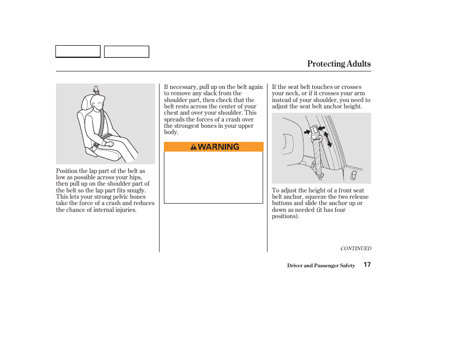 Protecting adults | HONDA 2003 Civic Hybrid - Owner's Manual User Manual | Page 20 / 317
