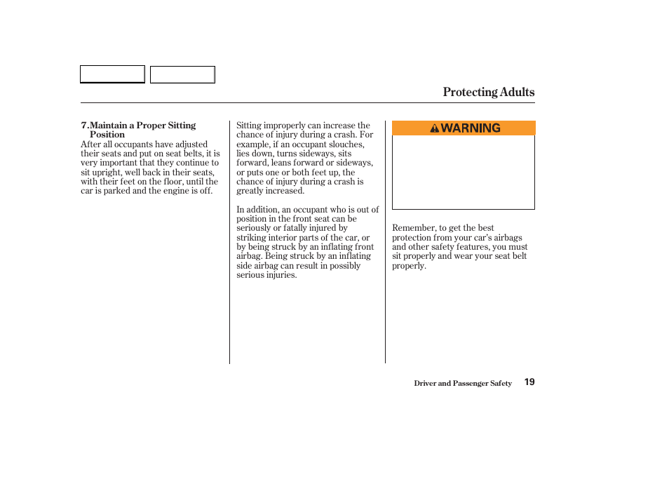 Protecting adults | HONDA 2003 Civic Hybrid - Owner's Manual User Manual | Page 22 / 317