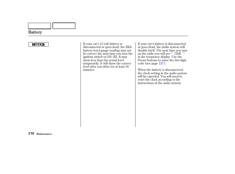 Battery | HONDA 2003 Civic Hybrid - Owner's Manual User Manual | Page 221 / 317