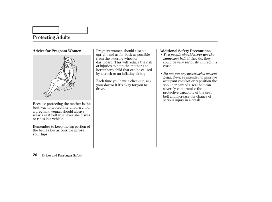 Protecting adults | HONDA 2003 Civic Hybrid - Owner's Manual User Manual | Page 23 / 317