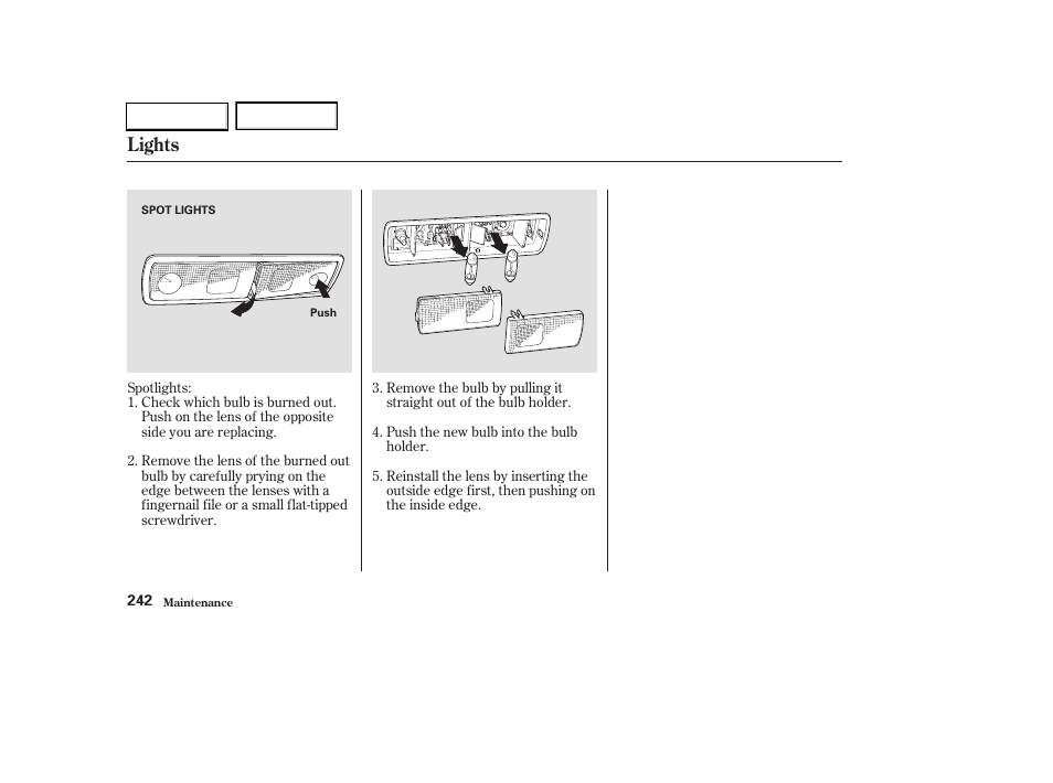 Lights | HONDA 2003 Civic Hybrid - Owner's Manual User Manual | Page 245 / 317