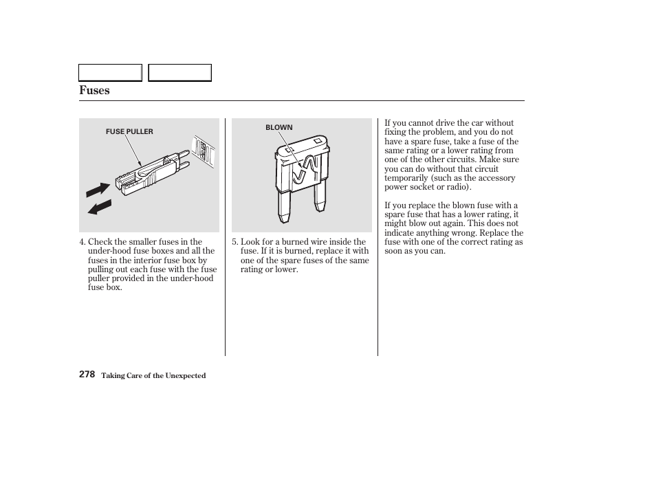 Fuses | HONDA 2003 Civic Hybrid - Owner's Manual User Manual | Page 281 / 317
