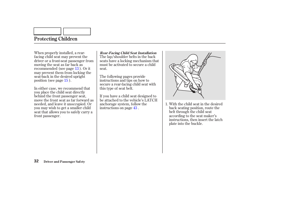 Protecting children | HONDA 2003 Civic Hybrid - Owner's Manual User Manual | Page 35 / 317