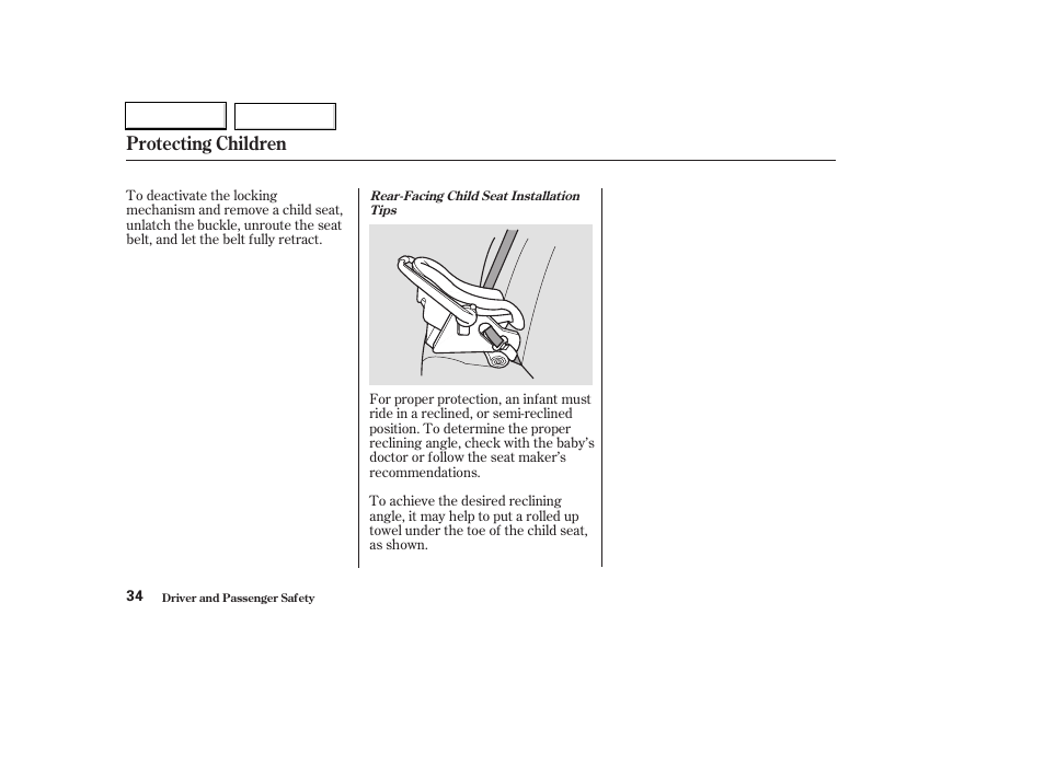 Protecting children | HONDA 2003 Civic Hybrid - Owner's Manual User Manual | Page 37 / 317