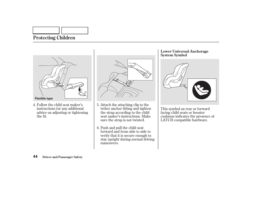 Protecting children | HONDA 2003 Civic Hybrid - Owner's Manual User Manual | Page 47 / 317