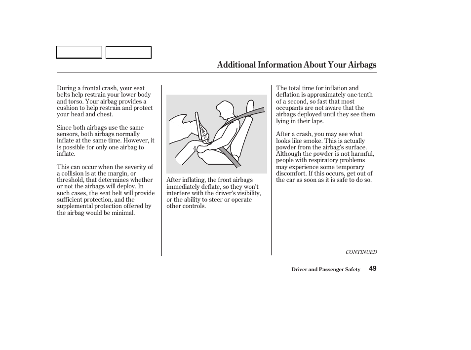 Additional information about your airbags | HONDA 2003 Civic Hybrid - Owner's Manual User Manual | Page 52 / 317