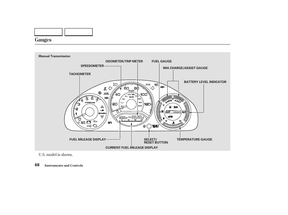 Gauges | HONDA 2003 Civic Hybrid - Owner's Manual User Manual | Page 71 / 317