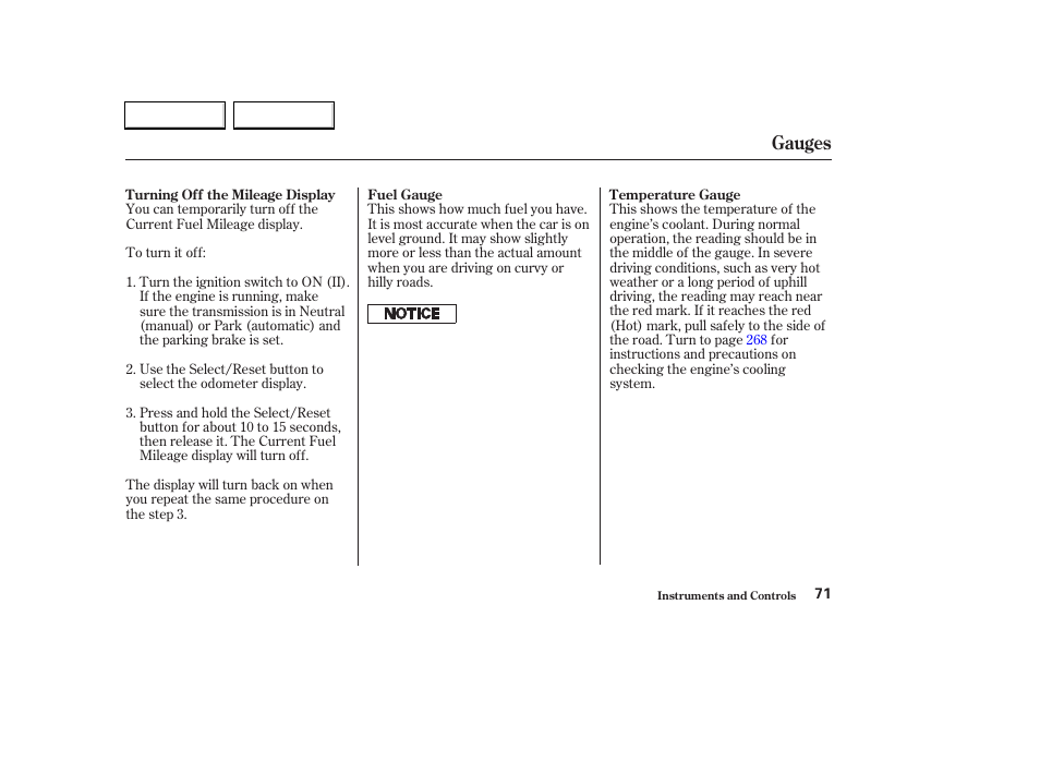 Gauges | HONDA 2003 Civic Hybrid - Owner's Manual User Manual | Page 74 / 317