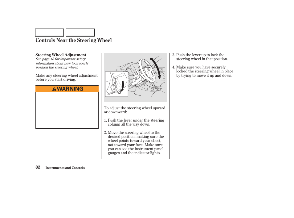 Controls near the steering wheel | HONDA 2003 Civic Hybrid - Owner's Manual User Manual | Page 85 / 317