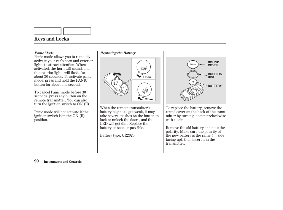 Keys and locks | HONDA 2003 Civic Hybrid - Owner's Manual User Manual | Page 93 / 317