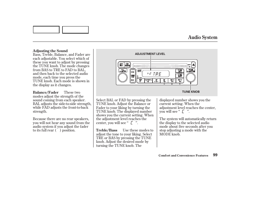 Audio system | HONDA 2003 S2000 - Owner's Manual User Manual | Page 102 / 280