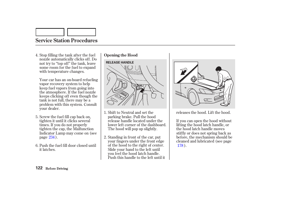 Service station procedures | HONDA 2003 S2000 - Owner's Manual User Manual | Page 125 / 280
