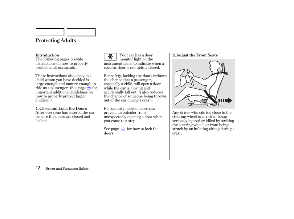 Protecting adults | HONDA 2003 S2000 - Owner's Manual User Manual | Page 15 / 280