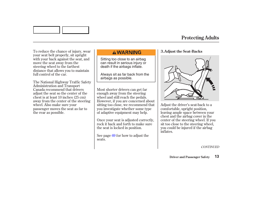 Protecting adults | HONDA 2003 S2000 - Owner's Manual User Manual | Page 16 / 280