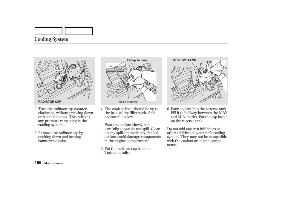 Cooling system | HONDA 2003 S2000 - Owner's Manual User Manual | Page 169 / 280