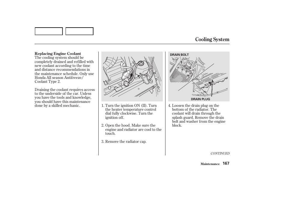 Cooling system | HONDA 2003 S2000 - Owner's Manual User Manual | Page 170 / 280