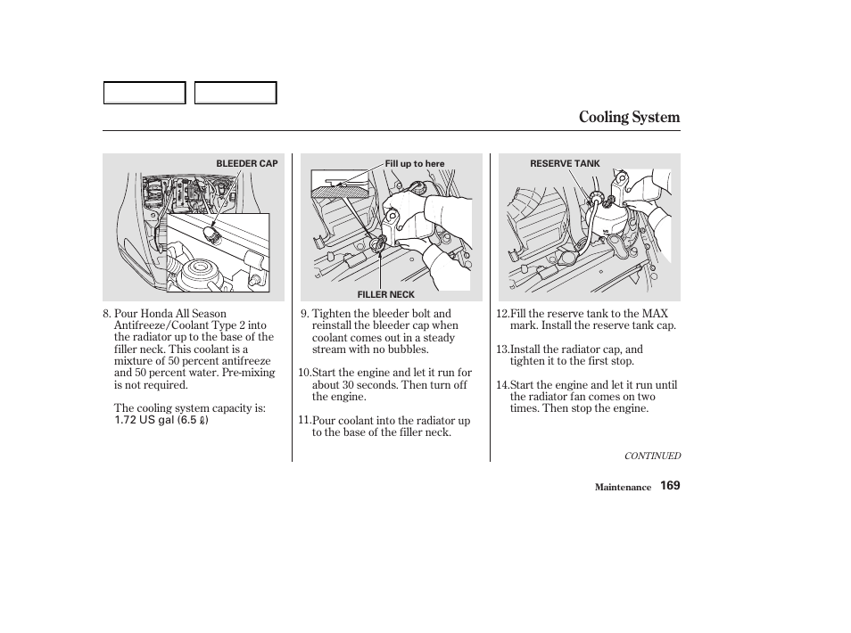 Cooling system | HONDA 2003 S2000 - Owner's Manual User Manual | Page 172 / 280