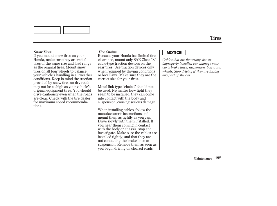 Tires | HONDA 2003 S2000 - Owner's Manual User Manual | Page 198 / 280