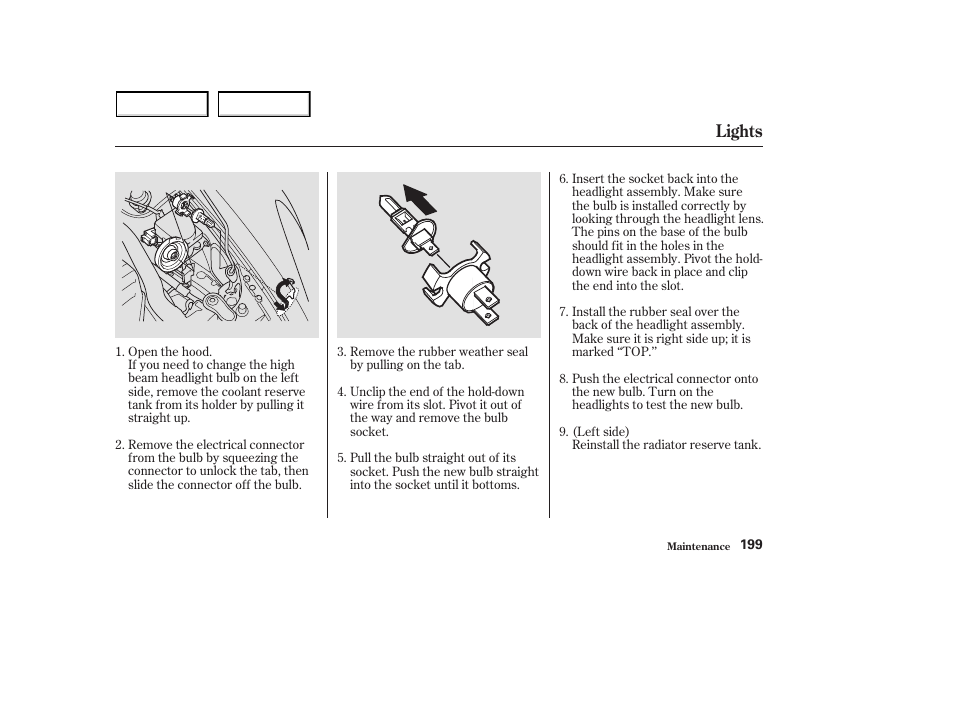 Lights | HONDA 2003 S2000 - Owner's Manual User Manual | Page 202 / 280