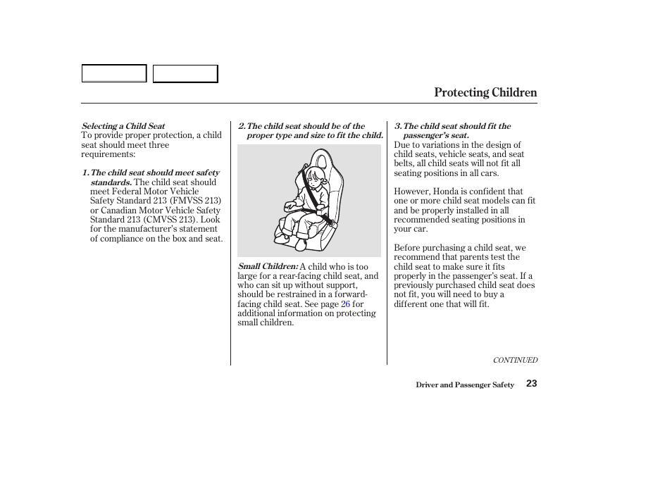 Protecting children | HONDA 2003 S2000 - Owner's Manual User Manual | Page 26 / 280