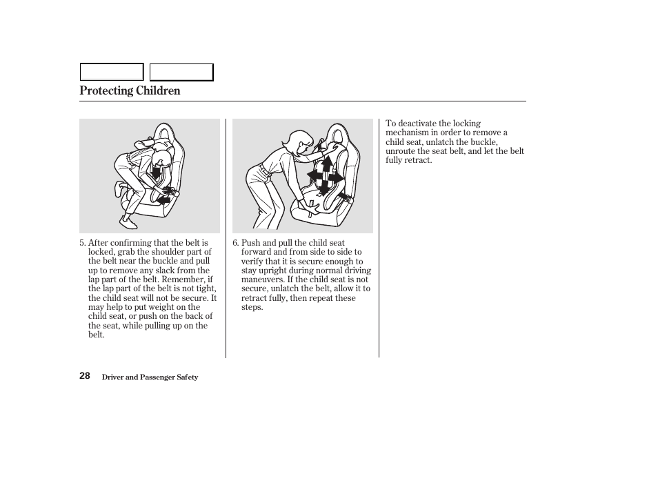 Protecting children | HONDA 2003 S2000 - Owner's Manual User Manual | Page 31 / 280