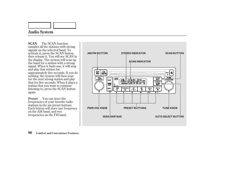 Audio system | HONDA 2003 S2000 - Owner's Manual User Manual | Page 99 / 280