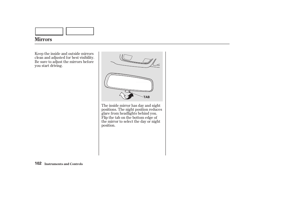 Mirrors | HONDA 2003 Pilot - Owner's Manual User Manual | Page 106 / 392