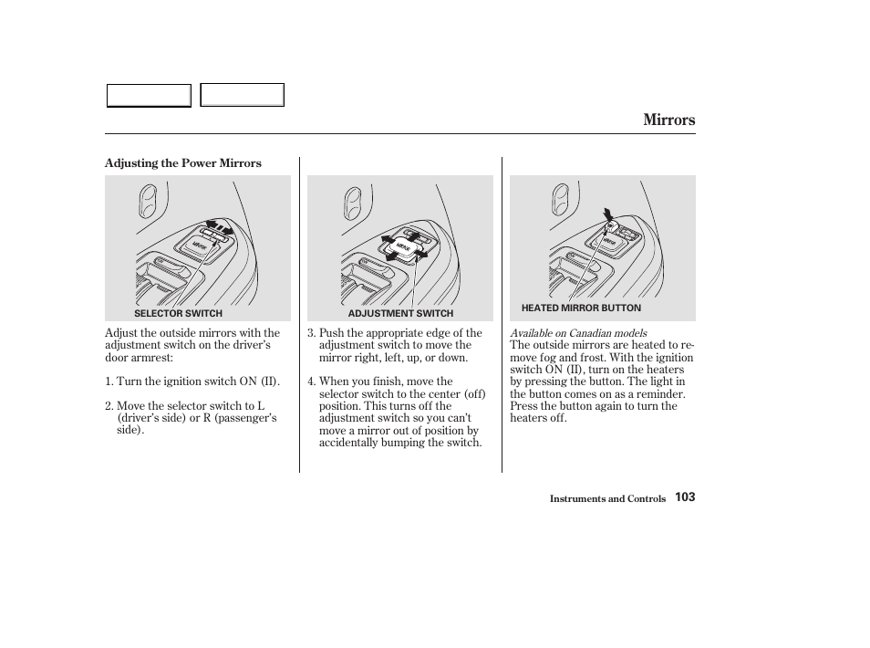 Mirrors | HONDA 2003 Pilot - Owner's Manual User Manual | Page 107 / 392
