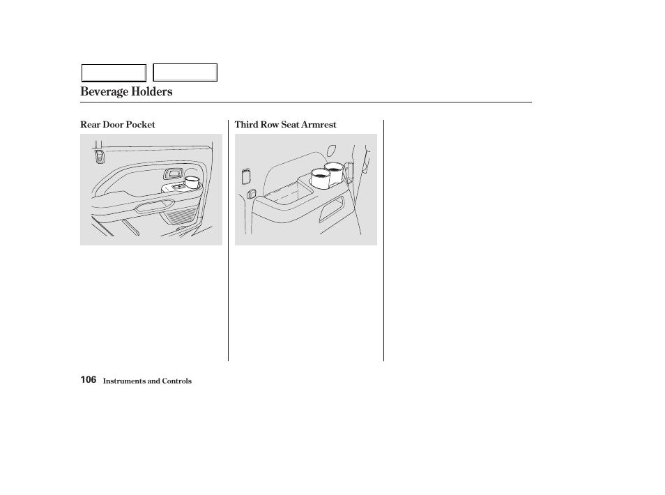 Beverage holders | HONDA 2003 Pilot - Owner's Manual User Manual | Page 110 / 392