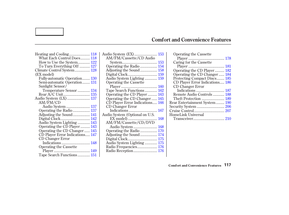 Comfort and convenience features | HONDA 2003 Pilot - Owner's Manual User Manual | Page 121 / 392