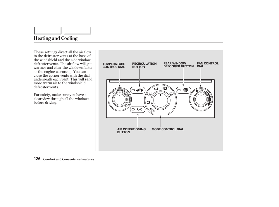 Heating and cooling | HONDA 2003 Pilot - Owner's Manual User Manual | Page 130 / 392