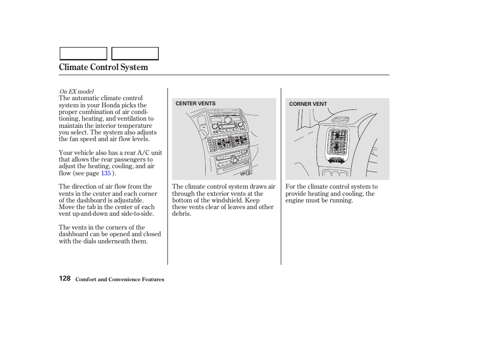Climate control system | HONDA 2003 Pilot - Owner's Manual User Manual | Page 132 / 392