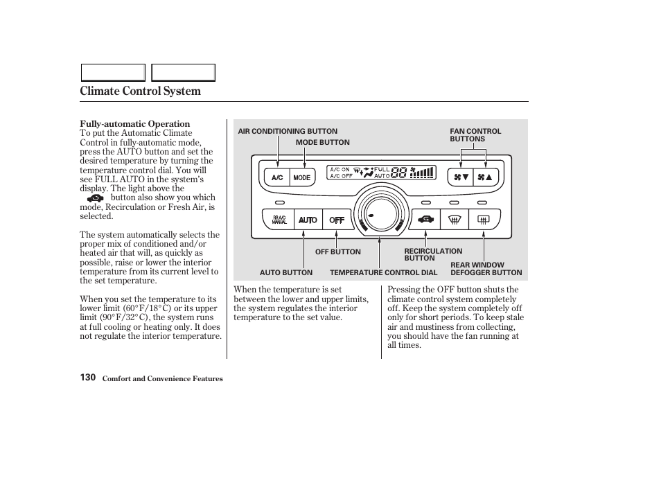 Climate control system | HONDA 2003 Pilot - Owner's Manual User Manual | Page 134 / 392