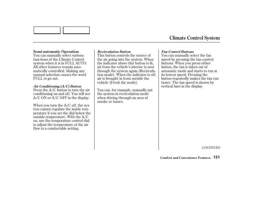 Climate control system | HONDA 2003 Pilot - Owner's Manual User Manual | Page 135 / 392