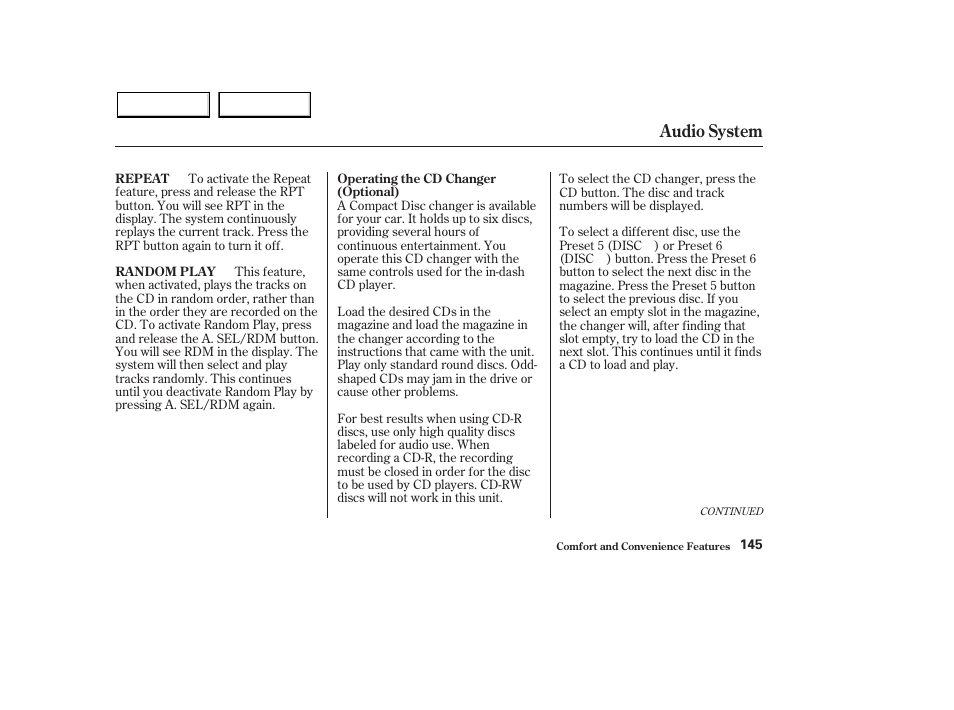 Audio system | HONDA 2003 Pilot - Owner's Manual User Manual | Page 149 / 392