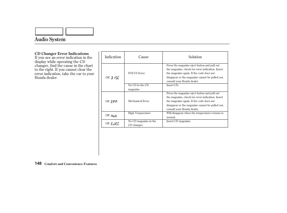 Audio system | HONDA 2003 Pilot - Owner's Manual User Manual | Page 152 / 392