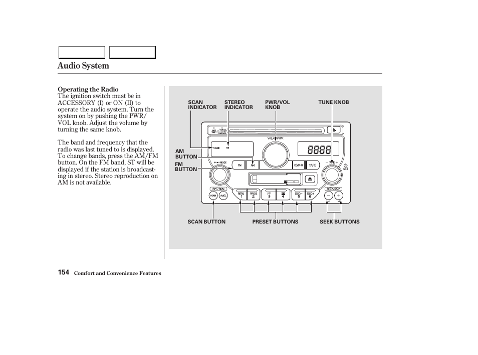 Audio system | HONDA 2003 Pilot - Owner's Manual User Manual | Page 158 / 392